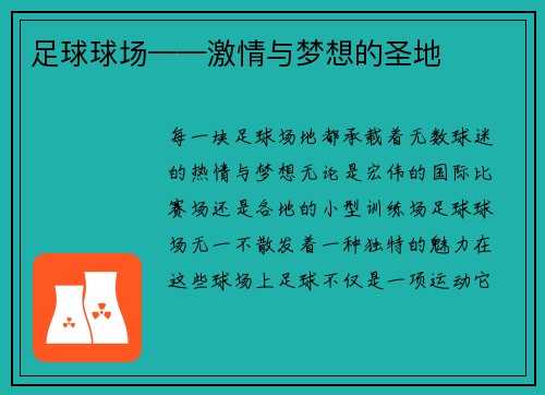 足球球场——激情与梦想的圣地