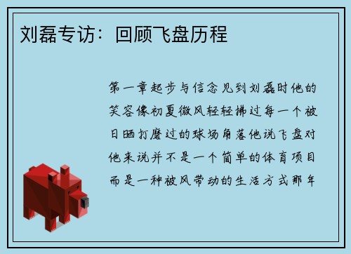 刘磊专访：回顾飞盘历程