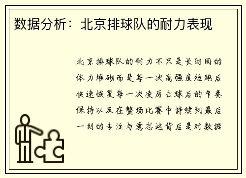 数据分析：北京排球队的耐力表现